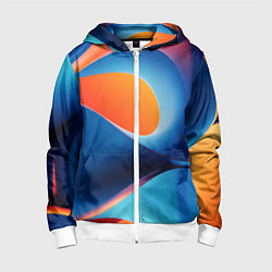 Толстовка на молнии детская Абстрактный геометрический градиент, цвет: 3D-белый