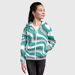 Толстовка на молнии детская Абстрактные объёмные полосы - оптическая иллюзия, цвет: 3D-меланж — фото 2
