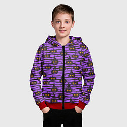 Толстовка на молнии детская Хэллоуин - тыква со светящимися глазами, цвет: 3D-красный — фото 2