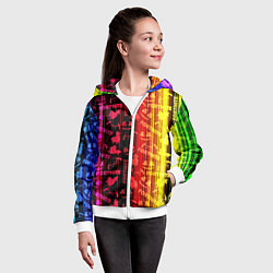 Толстовка на молнии детская Fortnite neon game, цвет: 3D-белый — фото 2