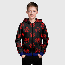 Толстовка на молнии детская Twenty one pilots rose pattern, цвет: 3D-синий — фото 2