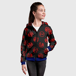 Толстовка на молнии детская Twenty one pilots rose pattern, цвет: 3D-синий — фото 2