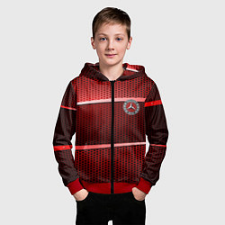 Толстовка на молнии детская BMW metal texture, цвет: 3D-красный — фото 2