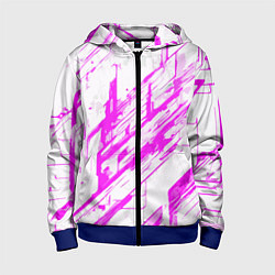 Детская толстовка на молнии Розовые полосы на белом фоне