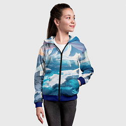 Толстовка на молнии детская Арктика льдины, цвет: 3D-синий — фото 2