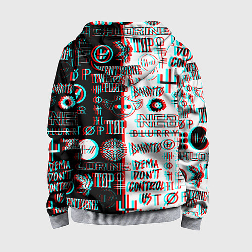 Детская толстовка на молнии Twenty one pilots glitch pattern / 3D-Меланж – фото 2
