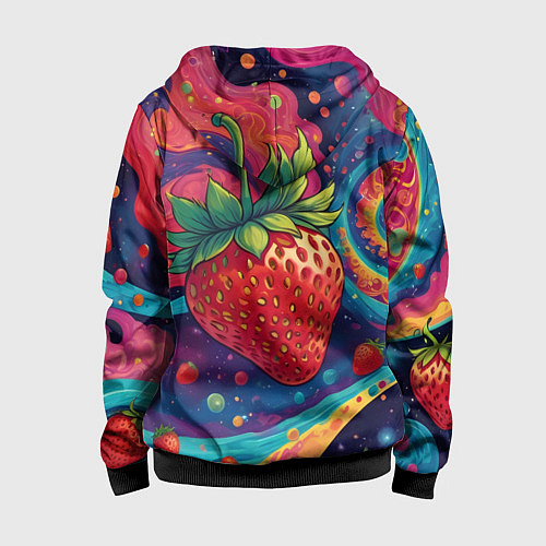 Детская толстовка на молнии Психоделика клубничка / 3D-Черный – фото 2