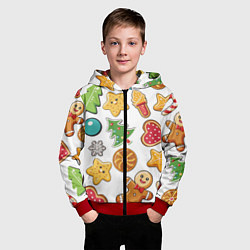 Толстовка на молнии детская Новогодние сладости, цвет: 3D-красный — фото 2
