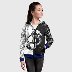 Толстовка на молнии детская Инь янь - змеи, цвет: 3D-синий — фото 2