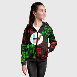 Толстовка на молнии детская Twenty one pilots music steel, цвет: 3D-черный — фото 2