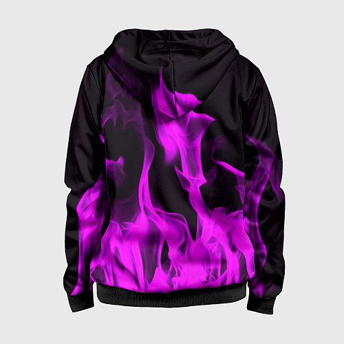 Детская толстовка на молнии Неоновый огонь в дыму / 3D-Черный – фото 2