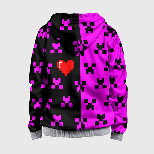 Детская толстовка на молнии Minecraft love game / 3D-Меланж – фото 2
