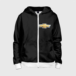 Толстовка на молнии детская Chevrolet logo, цвет: 3D-белый