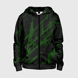 Детская толстовка на молнии Зелёные точки на чёрном фоне