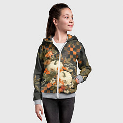 Толстовка на молнии детская Бледные тыквы, цвет: 3D-меланж — фото 2