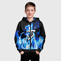Толстовка на молнии детская Doom fire logo steel, цвет: 3D-черный — фото 2