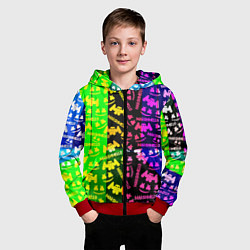 Толстовка на молнии детская Marshmello pattern neon steel, цвет: 3D-красный — фото 2
