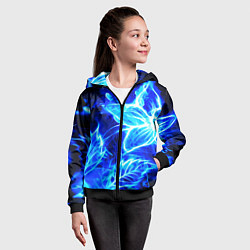 Толстовка на молнии детская Огненный синий цветок, цвет: 3D-черный — фото 2