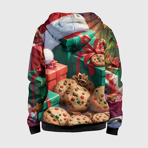 Детская толстовка на молнии Рождественские подарки / 3D-Черный – фото 2