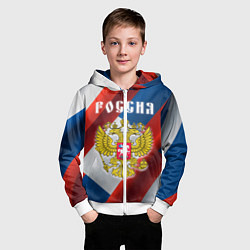 Толстовка на молнии детская Цвета флага России, паттерн, цвет: 3D-белый — фото 2