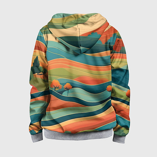 Детская толстовка на молнии Поля луга / 3D-Меланж – фото 2