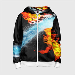 Детская толстовка на молнии Огонь и вода столкновение