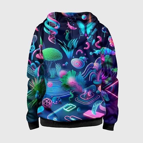 Детская толстовка на молнии Фантастическая абстрактная композиция - сюрреализм / 3D-Черный – фото 2