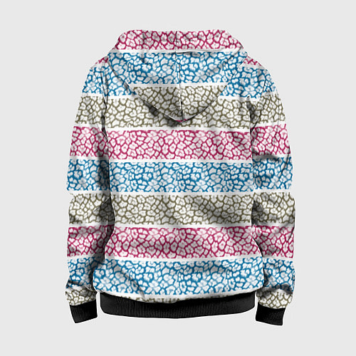 Детская толстовка на молнии Горизонтальные разноцветные полосы с тигровым узор / 3D-Черный – фото 2