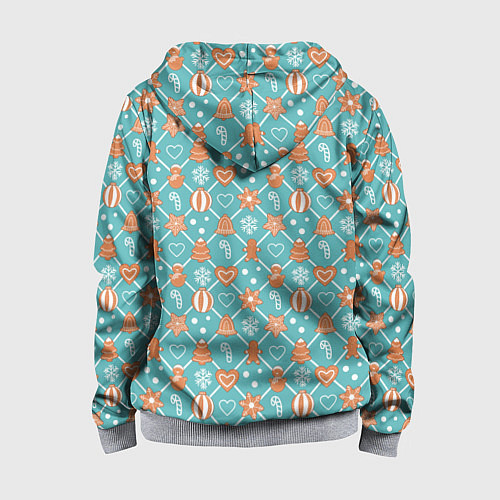 Детская толстовка на молнии Новогодний фон с печеньем / 3D-Меланж – фото 2