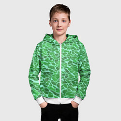 Толстовка на молнии детская Зелёные плитки на салатовом фоне, цвет: 3D-белый — фото 2