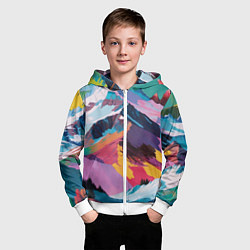 Толстовка на молнии детская Горы краски, цвет: 3D-белый — фото 2