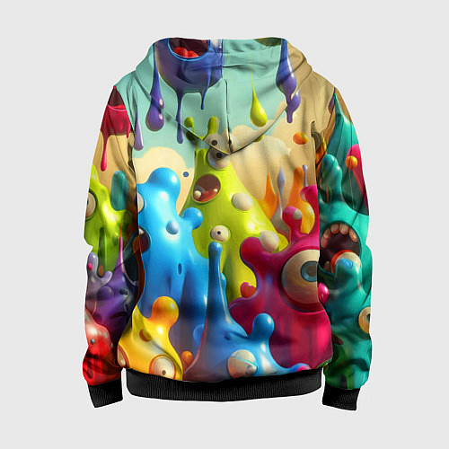 Детская толстовка на молнии Мультяшные персонажи - нейроарт / 3D-Черный – фото 2