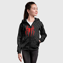 Толстовка на молнии детская Логотип паука на фоне паутины косплей костюм Морал, цвет: 3D-черный — фото 2