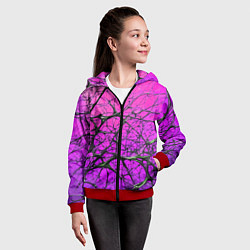 Толстовка на молнии детская Чёрные волокна и фиолетовый градиент абстракция, цвет: 3D-красный — фото 2