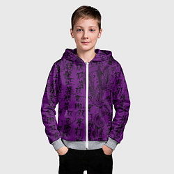 Толстовка на молнии детская Purple dragon - hieroglyphics, цвет: 3D-меланж — фото 2