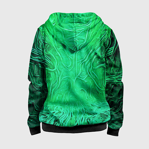 Детская толстовка на молнии Зелёный симбионт абстракция / 3D-Черный – фото 2