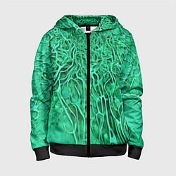 Детская толстовка на молнии Зелёный симбионт абстракция