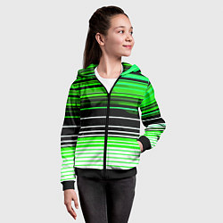 Толстовка на молнии детская Разноцветные вертикальные линии, цвет: 3D-черный — фото 2