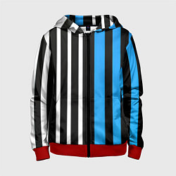 Детская толстовка на молнии Вертикальные полосы триколор синий
