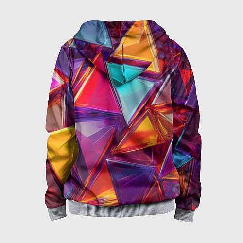 Детская толстовка на молнии Разноцветные треугольники 2 / 3D-Меланж – фото 2