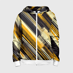 Детская толстовка на молнии Жёлтые диагональные полосы на чёрном фоне
