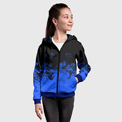 Толстовка на молнии детская Абстрактный синий огонь, цвет: 3D-синий — фото 2