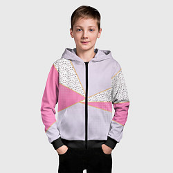 Толстовка на молнии детская Геометрическая абстракция с треугольниками и пятни, цвет: 3D-черный — фото 2