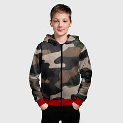 Толстовка на молнии детская Армейский камуфляж, цвет: 3D-красный — фото 2