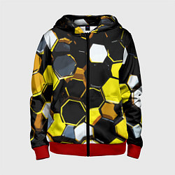 Детская толстовка на молнии Жёлто-белые шестиугольники на чёрном фоне