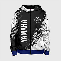 Толстовка на молнии детская Yamaha - следы от шин, цвет: 3D-синий