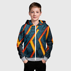 Толстовка на молнии детская Металлическая броня и оранжевое свечение, цвет: 3D-меланж — фото 2