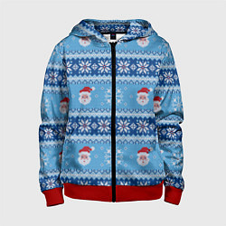 Детская толстовка на молнии Вязаный новогодний узор с Дедом Морозом