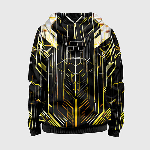 Детская толстовка на молнии Gold lines on a black background / 3D-Черный – фото 2