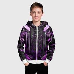 Толстовка на молнии детская Purple lines on a black background, цвет: 3D-белый — фото 2